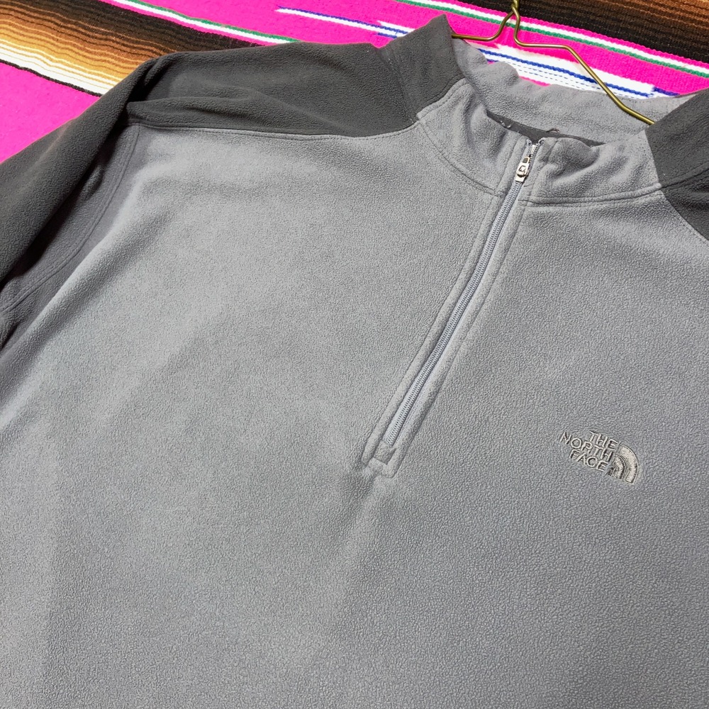 2/$30 The North Face‎ 1/4 Zip Fleece Sweater Men XL Grey Pullover Baselayer Gorp